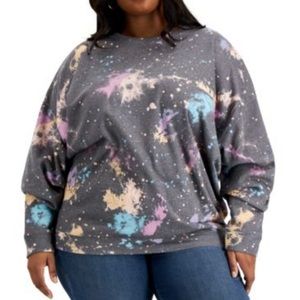 Grayson Threads Black Plus Size Grey Multi Tie Dye Sweatshirt